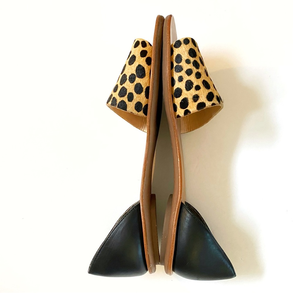 Loeffler Randall tan black spot leopard print calf hair sawyer flats sandals - Picture 4 of 9